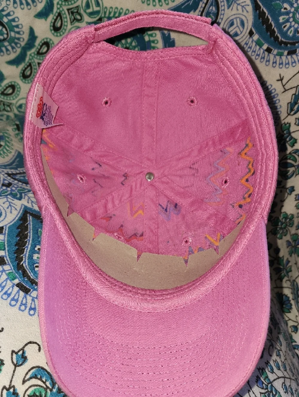 Pink Zigzag Embroidered Baseball Cap - Picture 4 of 4